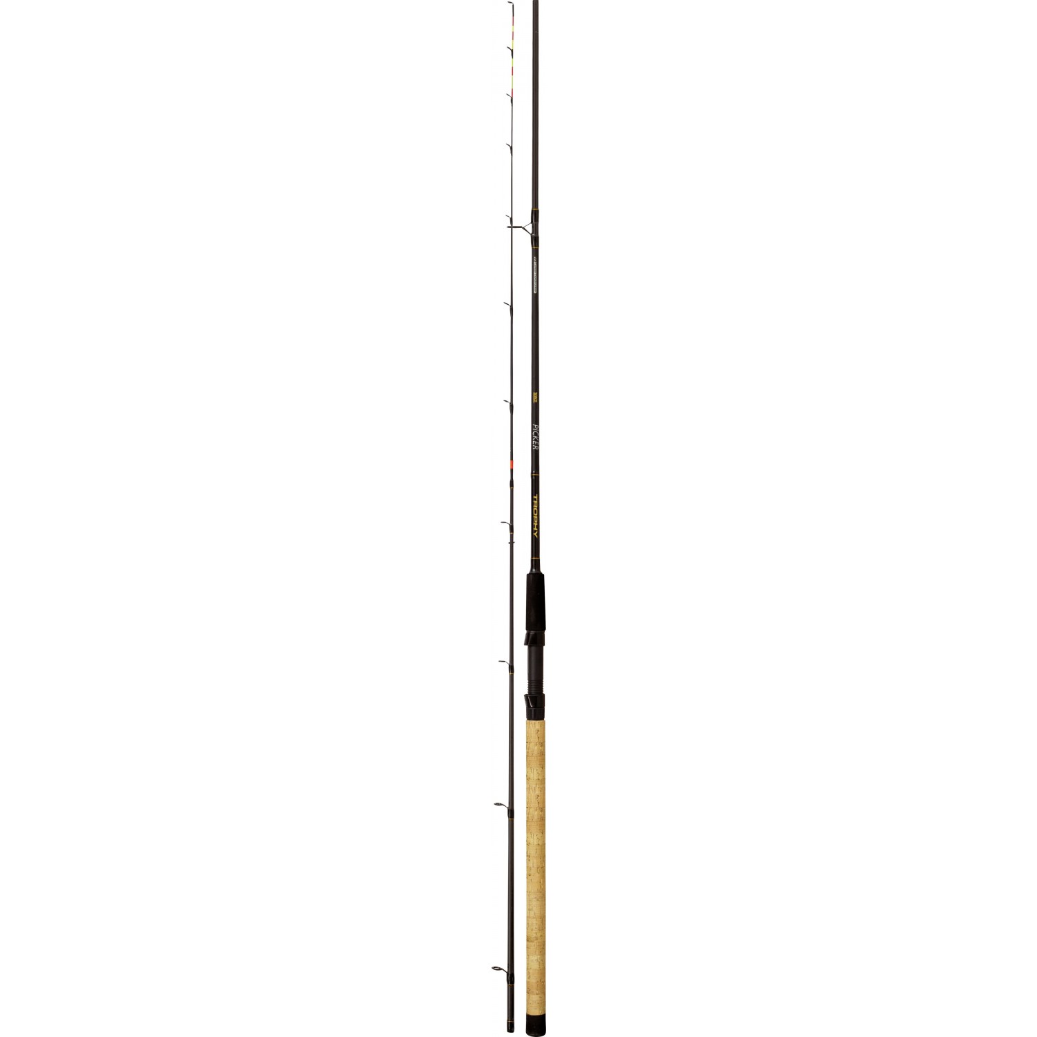 Zebco Trophy Picker 2,55m 60g Novi Trophy štapovi nude senzaciju omjera cijene i učinka s tankim, punim karbonskim blankovima koji pružaju brzu akciju koja se obično nalazi samo u znatno višim cjenovnim segmentima. Picker je savršen za lakši ribolov na blizinu, sa idealnom daljinom zabacivanja od 20-40 m.  Karakteristike: Duzina-2.55 m, Transportna duzina - 133 cm, 2 rezervna vrha (1 i 2 oz), CW-60 gr. CIjena: 84 BAM