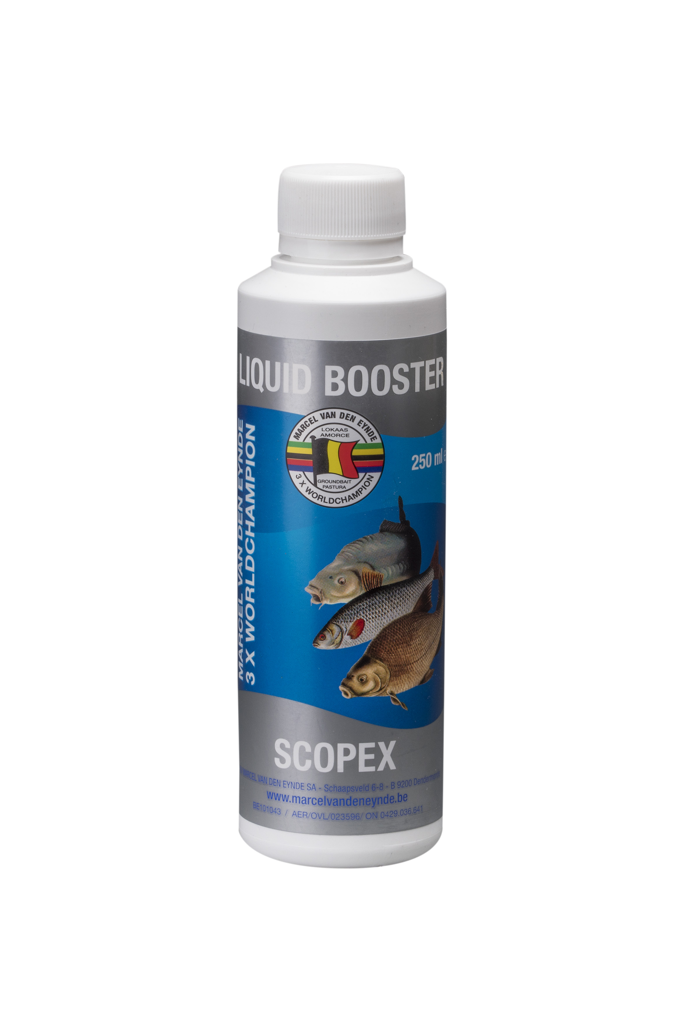 VDE Liquid Booster Scopex 250 ml (Scopex) -  Ime tečnog pojačivača govori sve, poboljšaće ukus i miris vašeg mamca. Koristili smo različite sastojke kako bismo napravili ukusan proizvod koji se može koristiti u mamcima, peletima i česticama. Tečni pojačivači su mnogo intenzivniji od našeg asortimana tekućih aroma, zato preporučujemo upotrebu 125 ml za 4 kg mamaca. Cijena: 12.50 BAM