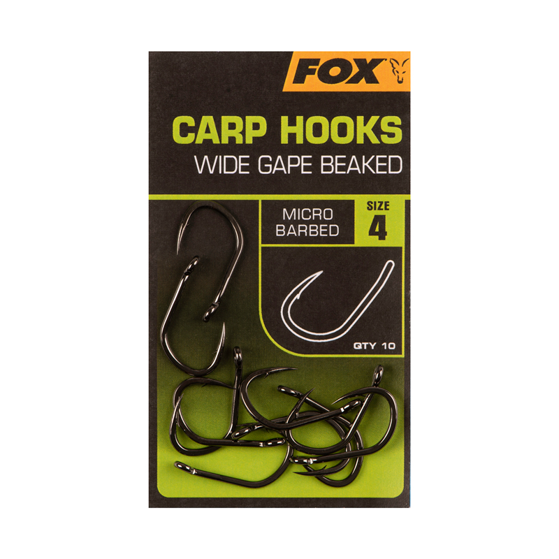 Fox Carp Hooks Wide Gape - Beaked point. Konstrukcija od kovanog čelika. Crni nikl premaz. 10 stepeni internirano oko udice. Super oštar izdržljiv vrh. Micro povratna kuka udice. Veličine 2,4,6 i 8. Cijena: 7 BAM