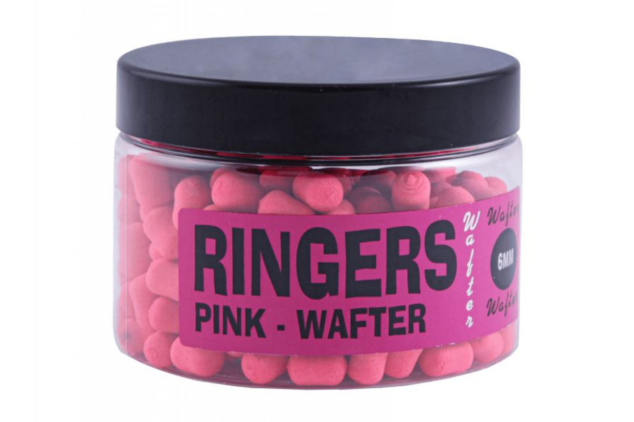 Ringers Pink 6 mm - Sta reći za ovaj jedinstveni wafter, koji je osvojio svijet feederaša? Napravljen od prvorangiranog i drugorangiranog feeder majstora na svijetu, Steve i Phill Ringera. U zadnjih 5 godina wafter br. 1 u svijetu. Dolaze u raznim veličinama, od 4, 6 8 i 10 mm, kao i u raznim oblicima i bojama. Zadnje verzije su slim verzije, poznate i kao Pillow (Jastuk) a koje fenomenalno leže na tanjirićima method hranilica. Cijena: 15 BAM